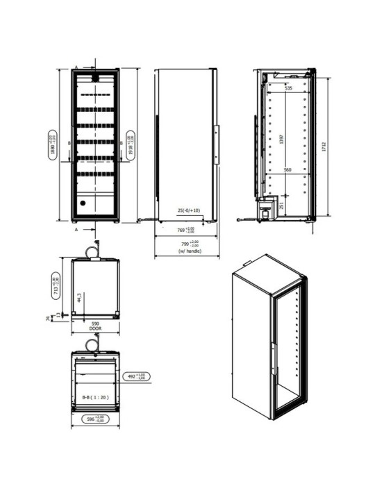 Vinoteca mQuvée WineStore 800 Glass – 210 Botellas, Humedad Regulable