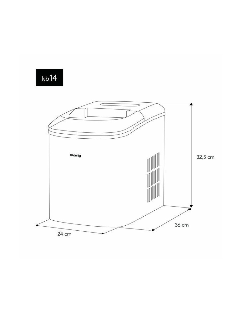 Máquina de Hielo H.Koenig KB14 – 12 kg 2 Tamaños de Cubitos