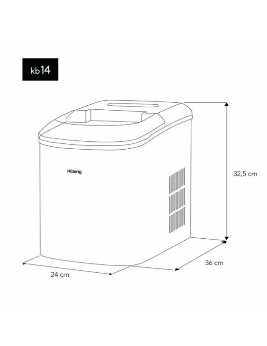 Máquina de Hielo H.Koenig KB14 – 12 kg 2 Tamaños de Cubitos