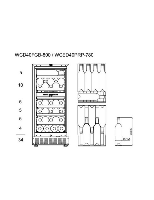 Vinoteca mQuvée WineCave 800 40D Stainless – 34 Botellas, 2 Zonas, Encastrable Bajo Encimera