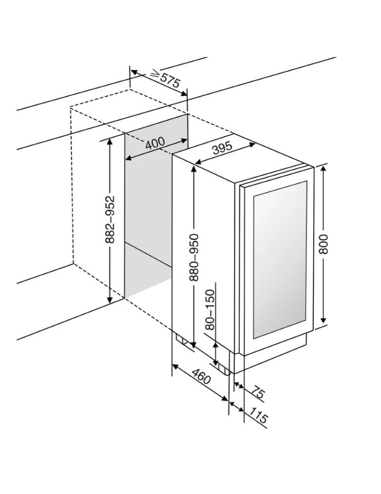 Vinoteca mQuvée WineCave 800 40D Stainless – 34 Botellas, 2 Zonas, Encastrable Bajo Encimera