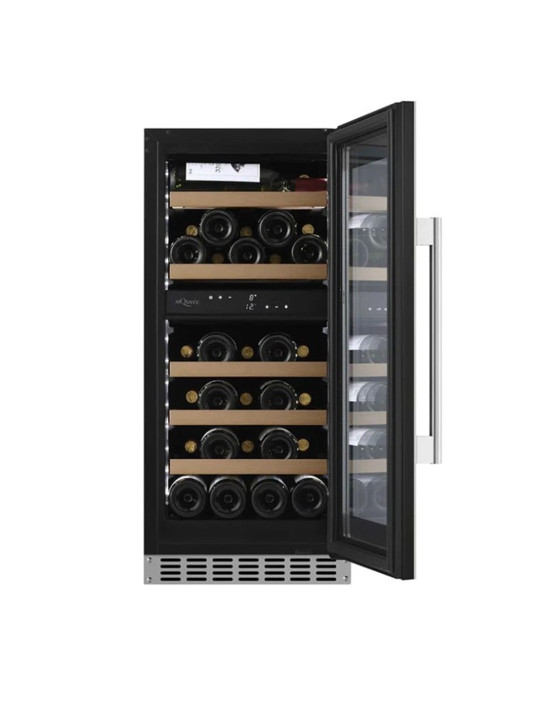 Vinoteca mQuvée WineCave 800 40D Stainless – 34 Botellas, 2 Zonas, Encastrable Bajo Encimera