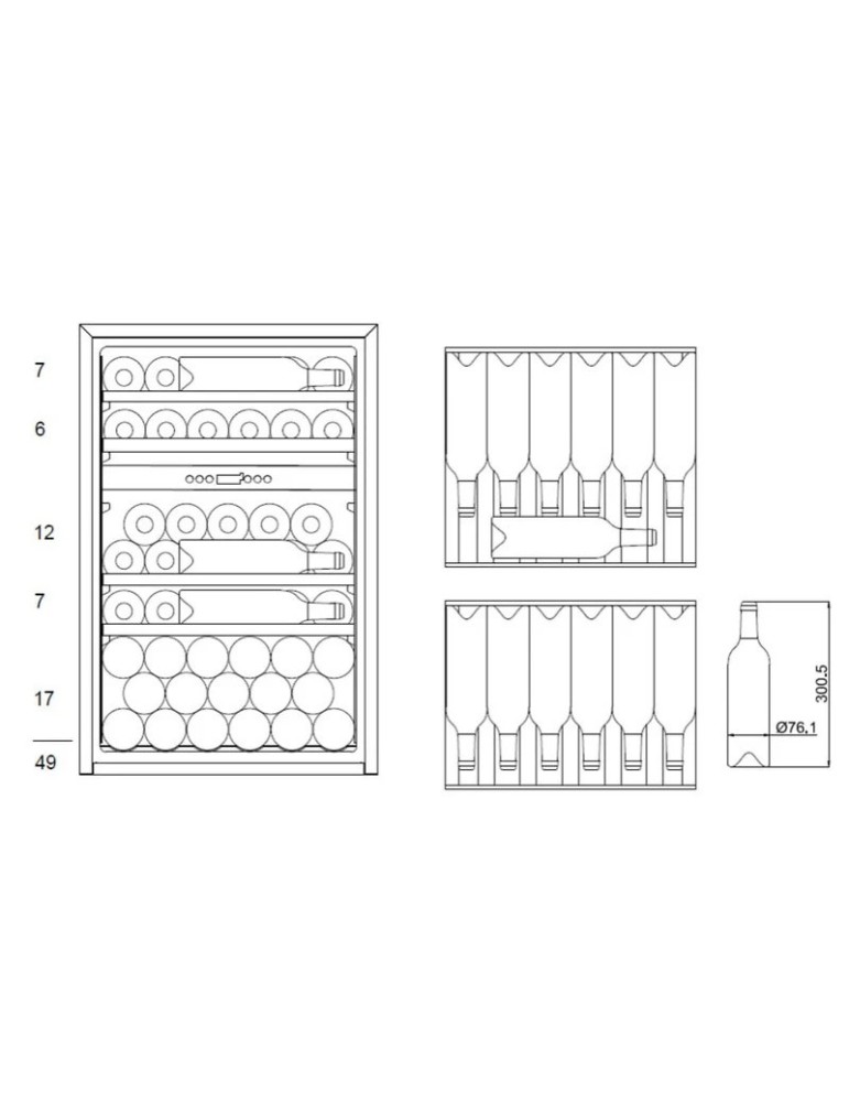 Vinoteca mQuvée WineKeeper 49D Fullglass Black – 49 Botellas, Doble Zona