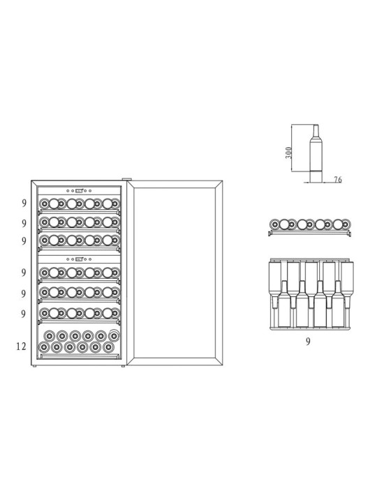 Vinoteca mQuvée WineExpert 66 Fullglass Black – 66 botellas, doble zona