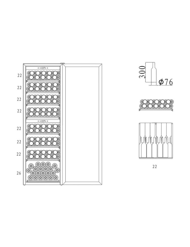 Vinoteca mQuvée WineExpert 180 Fullglass Black – 180 botellas, doble zona