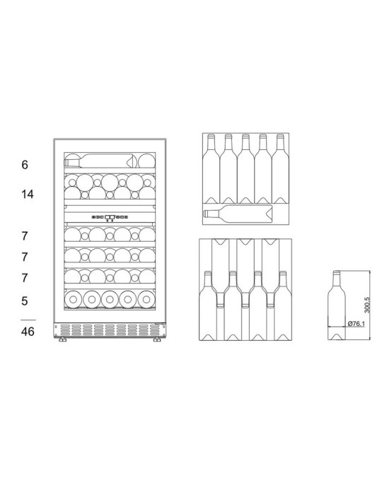 Vinoteca mQuvée WineCave 800 50D Fullglass Stainless – 46 botellas, doble zona