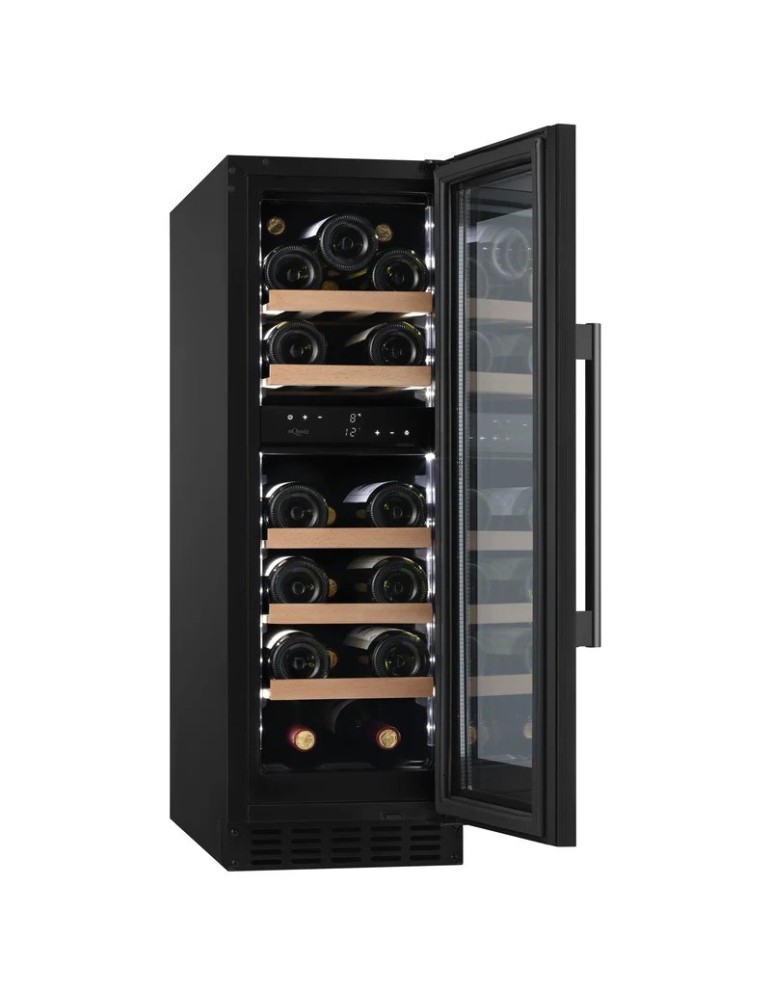 Vinoteca mQuvée WineCave 800 30D Fullglass Black – 19 botellas, doble zona
