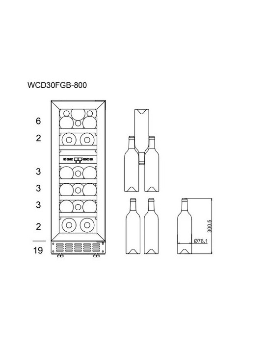 Vinoteca mQuvée WineCave 800 30D Fullglass Black – 19 botellas, doble zona