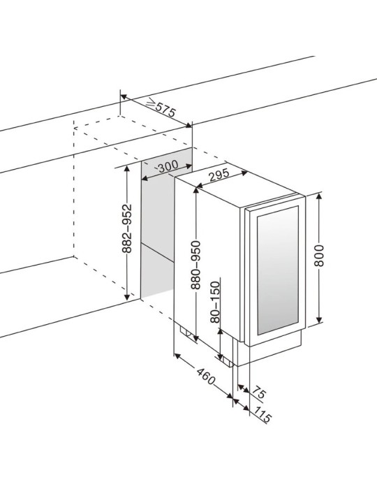 Vinoteca mQuvée WineCave 800 30D Fullglass Black – 19 botellas, doble zona