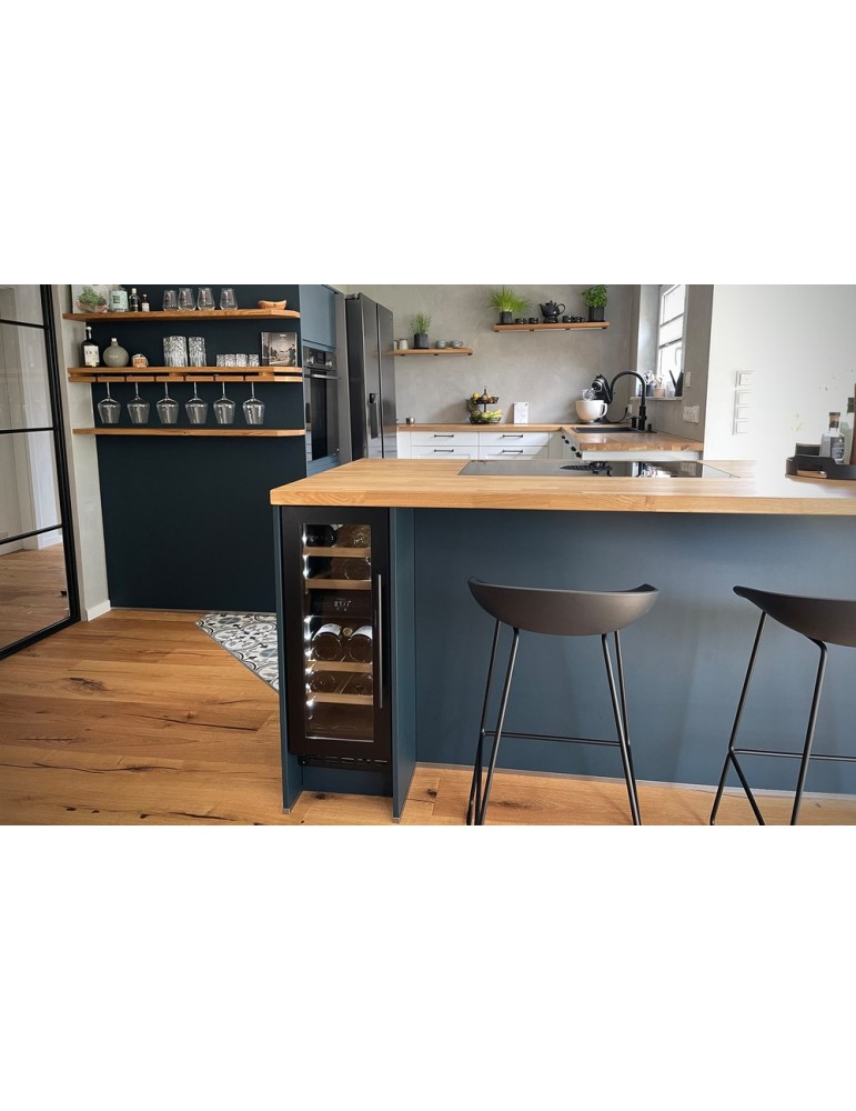 Vinoteca mQuvée WineCave 800 30D Fullglass Black – 19 botellas, doble zona