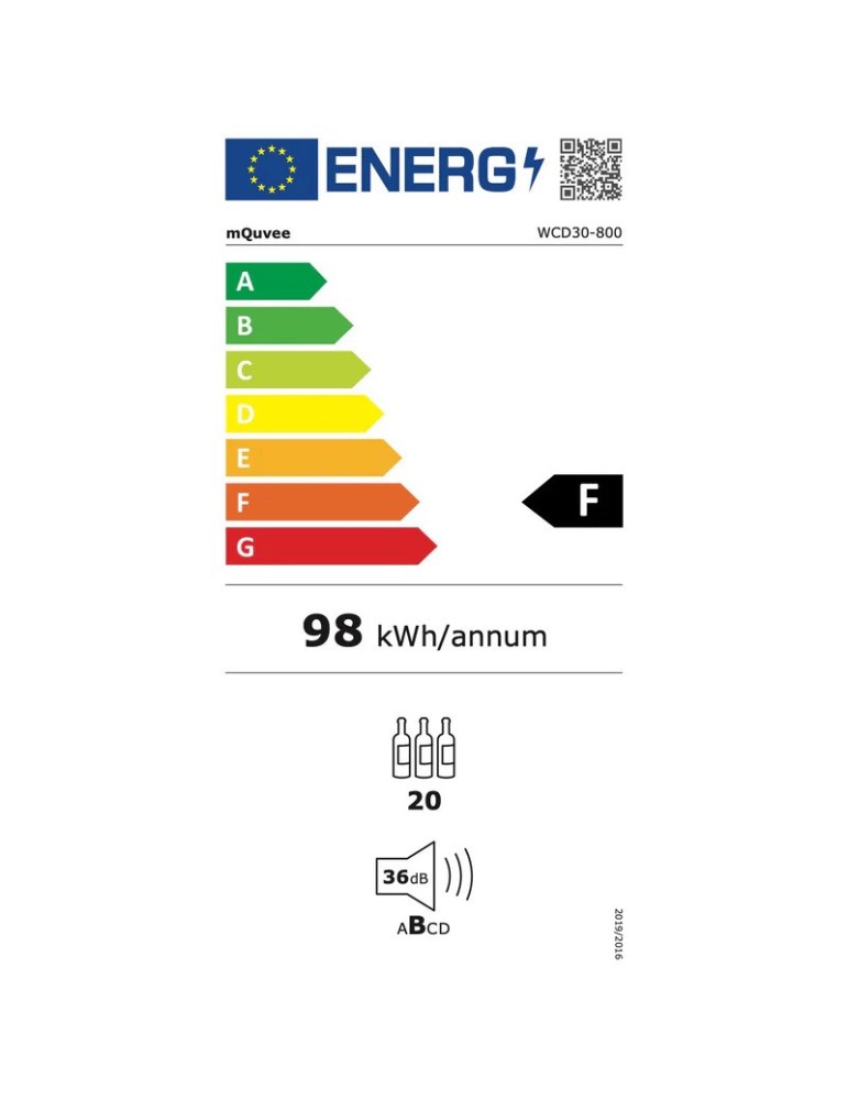 Vinoteca mQuvée WineCave 800 30D Fullglass Stainless – 19 botellas, doble zona