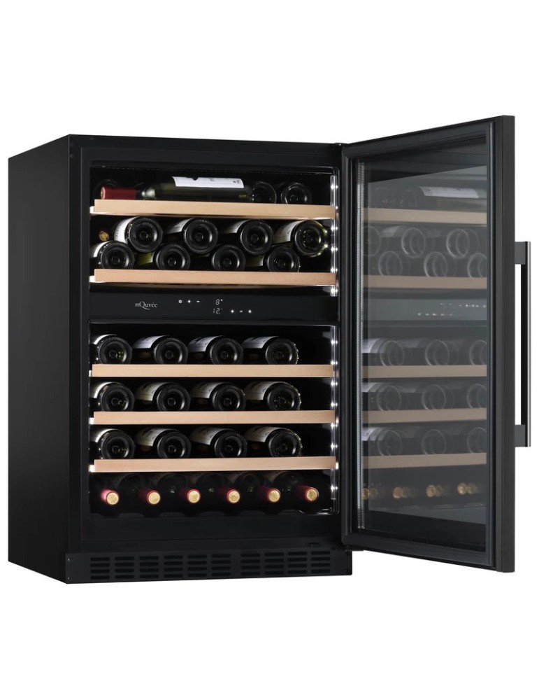 Vinoteca encastrable mQuvée WineCave 800 60D Fullglass Black – 53 botellas, 2 zonas