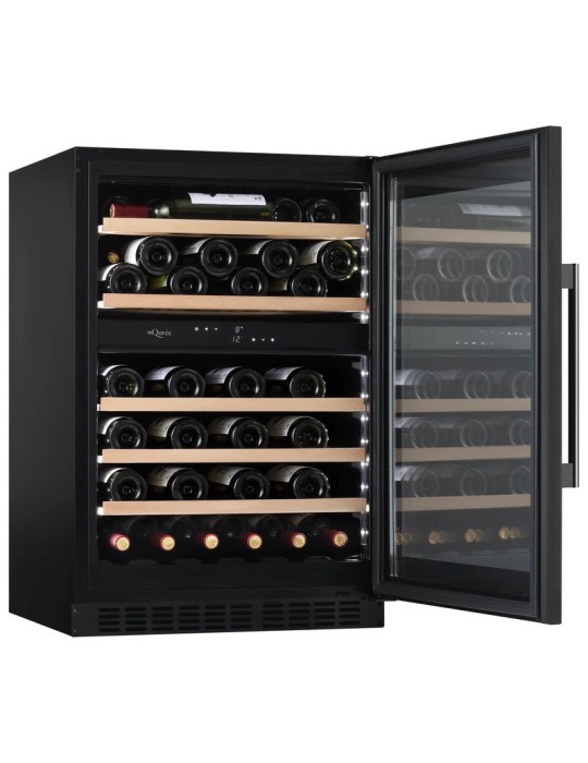 Vinoteca encastrable mQuvée WineCave 800 60D Fullglass Black – 53 botellas, 2 zonas