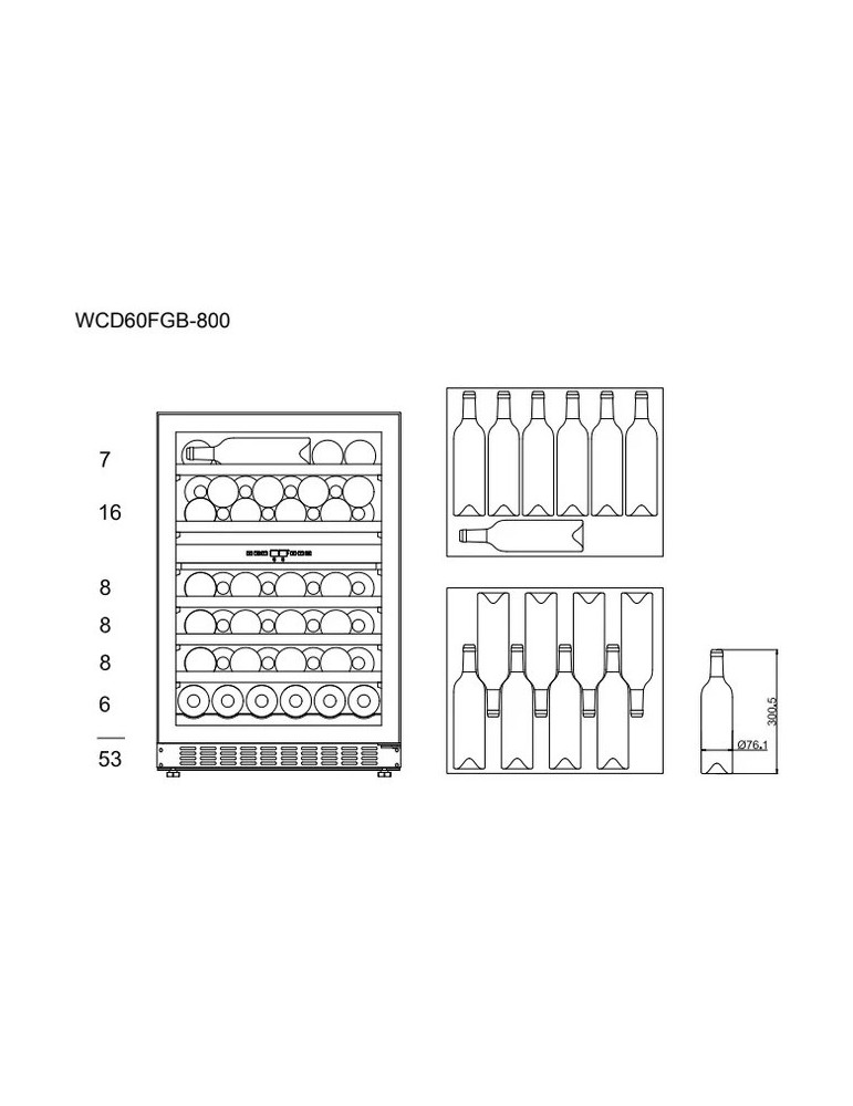 Vinoteca encastrable mQuvée WineCave 800 60D Fullglass Black – 53 botellas, 2 zonas