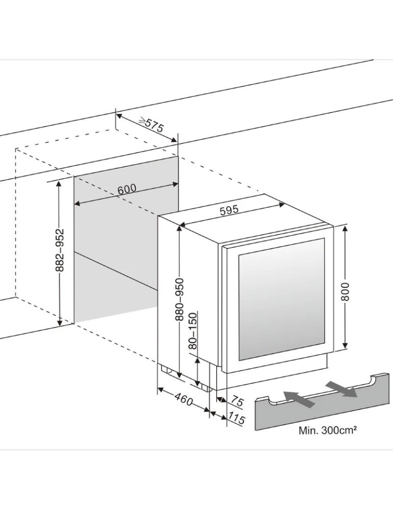 Vinoteca encastrable mQuvée WineCave 800 60D Fullglass Black – 53 botellas, 2 zonas