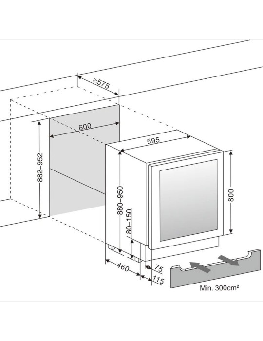 Vinoteca encastrable mQuvée WineCave 800 60D Fullglass Black – 53 botellas, 2 zonas