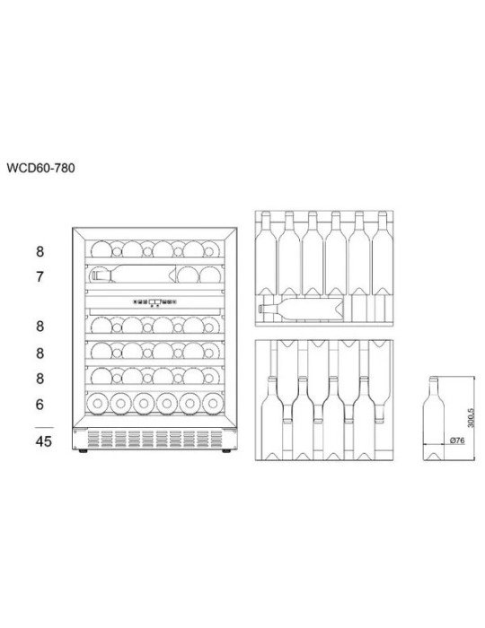 Vinoteca encastrable mQuvée WineCave 780 60D Anthracite Black – 45 botellas, 2 zonas