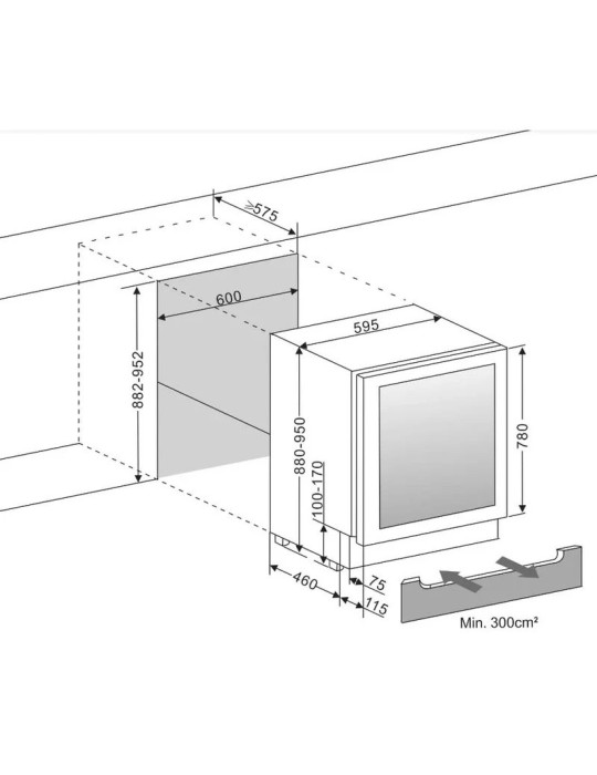 Vinoteca encastrable mQuvée WineCave 780 60D Anthracite Black – 45 botellas, 2 zonas