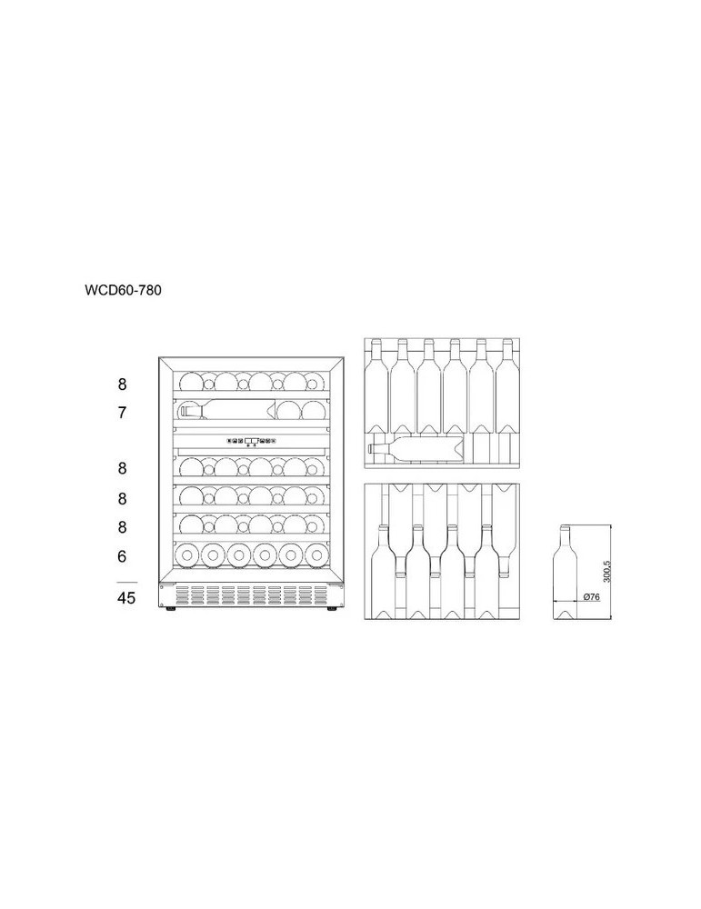 Vinoteca encastrable mQuvée WineCave 780 60D Stainless – 45 botellas, 2 zonas