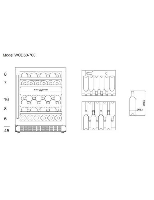 Vinoteca mQuvée WineCave 700 60D Stainless – 45 botellas, 2 zonas