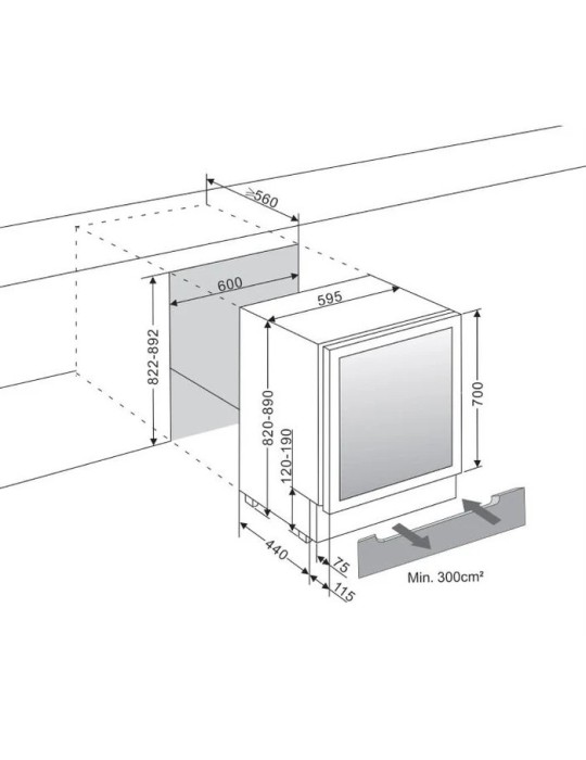 Vinoteca mQuvée WineCave 700 60D Stainless – 45 botellas, 2 zonas
