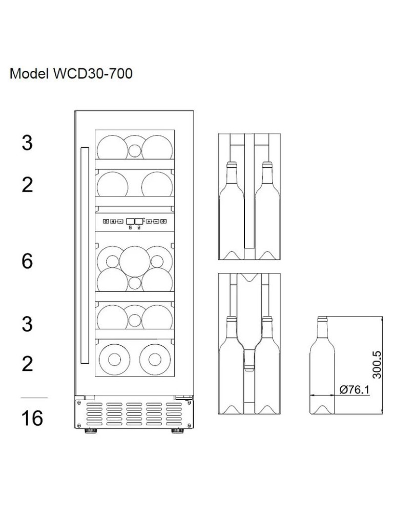 Vinoteca mQuvée WineCave 700 30D Stainless – 16 botellas, 2 zonas, 30 cm