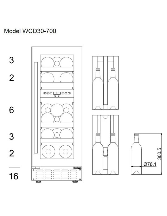 Vinoteca mQuvée WineCave 700 30D Stainless – 16 botellas, 2 zonas, 30 cm