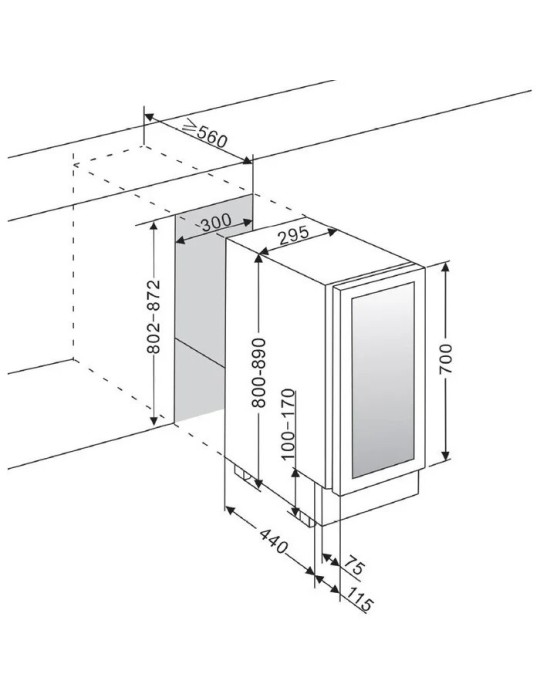 Vinoteca mQuvée WineCave 700 30D Stainless – 16 botellas, 2 zonas, 30 cm