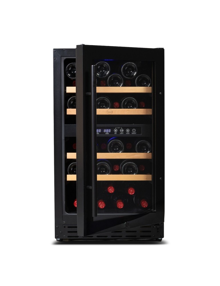 Vinoteca Vinobox 40GC 2T Full Glass Negra – 33 Botellas, Doble Zona de Temperatura