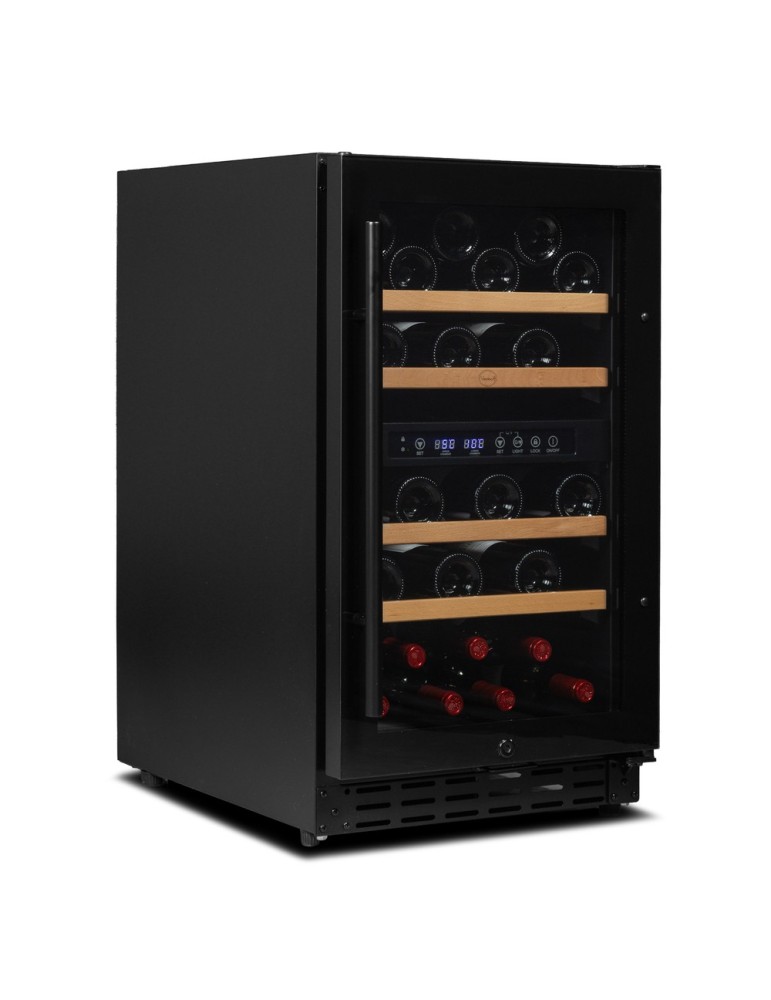 Vinoteca Vinobox 40GC 2T Full Glass Negra – 33 Botellas, Doble Zona de Temperatura