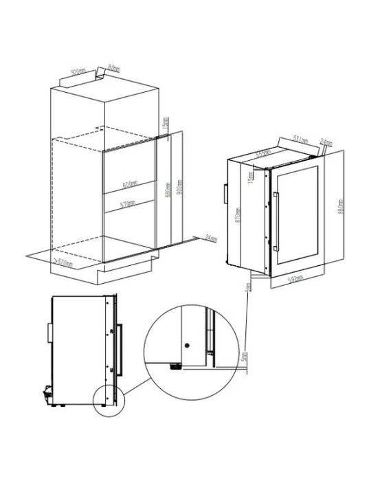 Vinoteca Cavin Scandinavian Collection 90 Fullglass Black – 42 Botellas, 2 Zonas de Temperatura