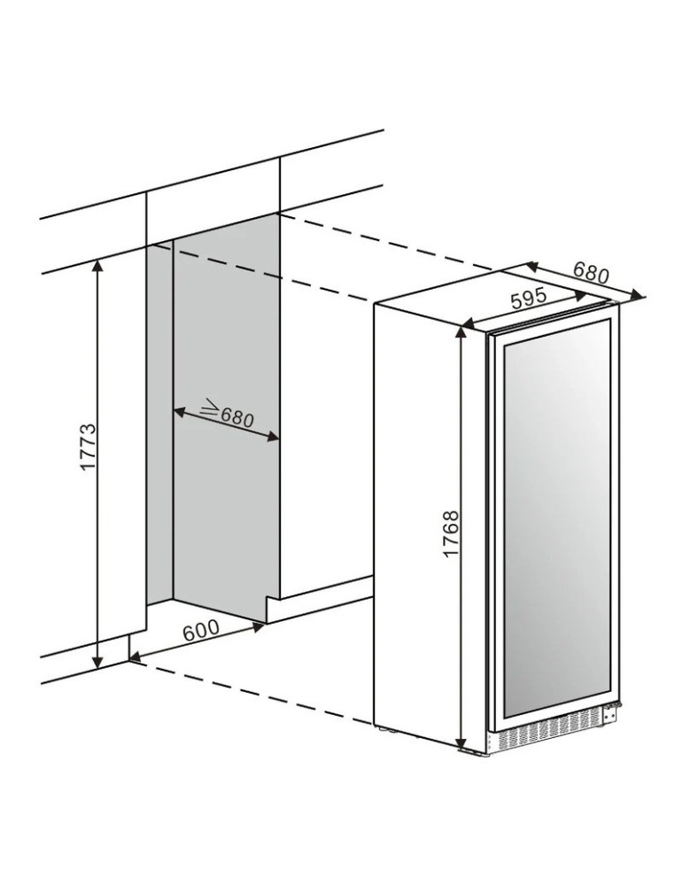 mQuvée WineStore 215 – Vinoteca Integrable 215 Botellas Puerta Full Glass Negra