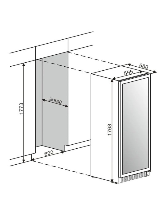 mQuvée WineStore 215 – Vinoteca Integrable 215 Botellas Puerta Full Glass Negra
