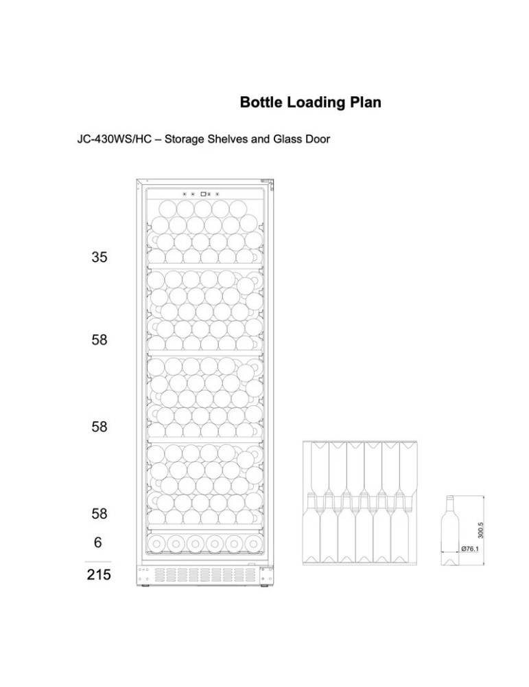 mQuvée WineStore 215 – Vinoteca Integrable 215 Botellas Puerta Full Glass Negra