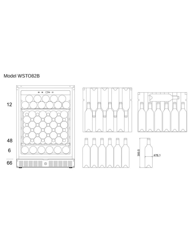 mQuvée WineStore 82 – Vinoteca Integrable 66 Botellas Puerta Opaca Anthracite Black