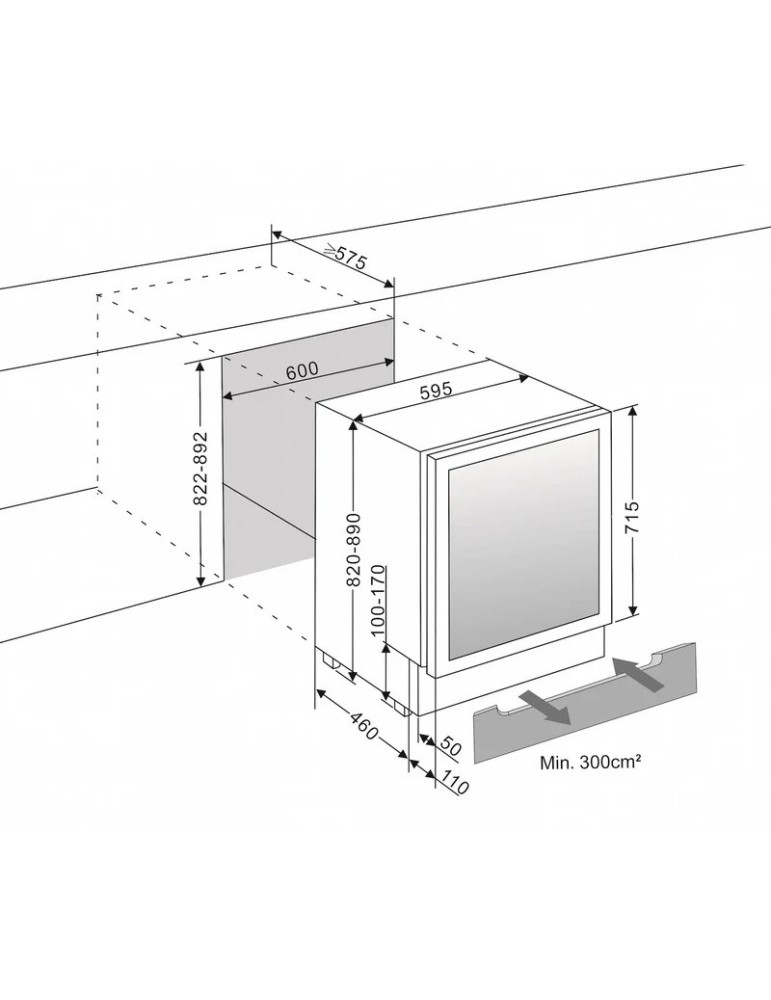 mQuvée WineStore 82 – Vinoteca Integrable 66 Botellas Puerta Opaca Anthracite Black