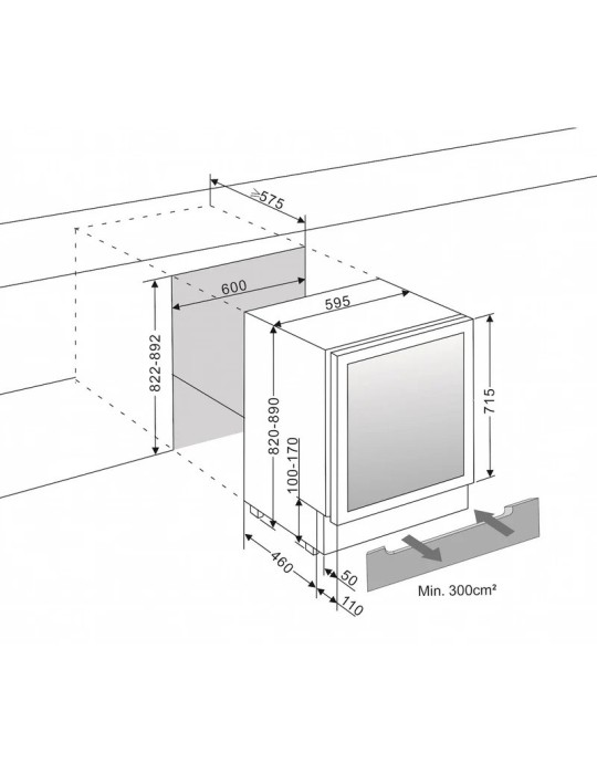 mQuvée WineStore 82 – Vinoteca Integrable 66 Botellas Puerta Opaca Anthracite Black