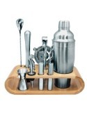 Set de Coctelería Inox con Base de Bambú
