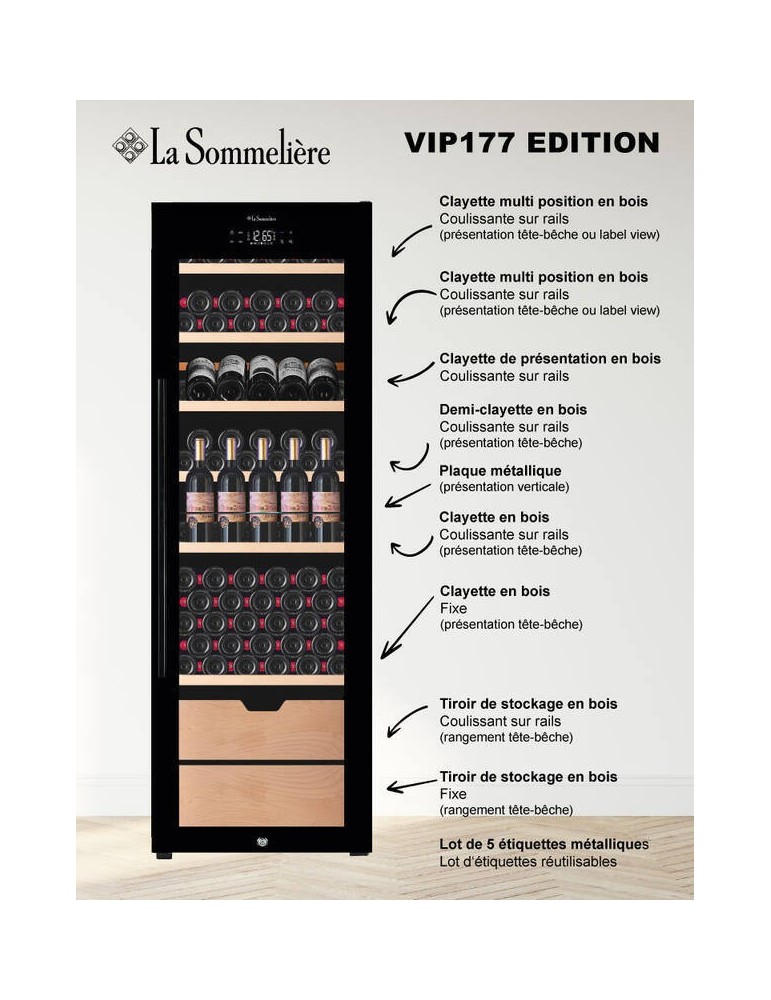 Vinoteca Envejecimiento 177 Botellas La Sommelière VIP177 WiFi