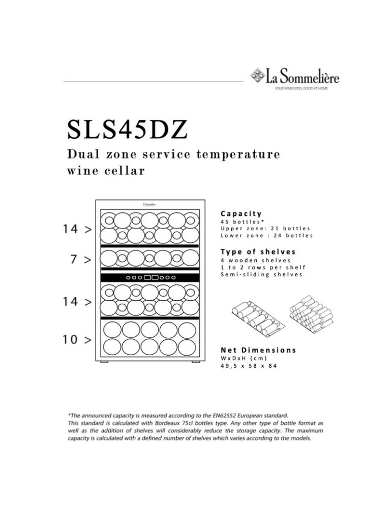 Vinoteca La Sommeliere SLS45DZ – 45 Botellas, 2 Zonas - silenciosa