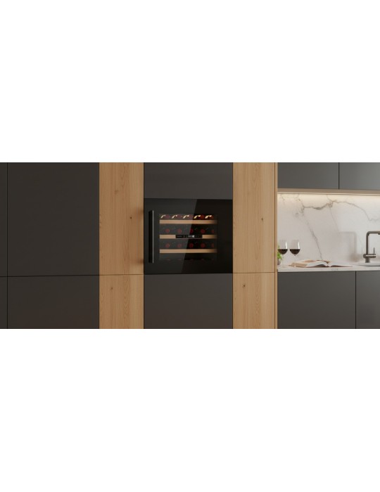 Vinoteca encastrable Caviss CT1E24H45N60| 24 botellas, columna, doble cristal