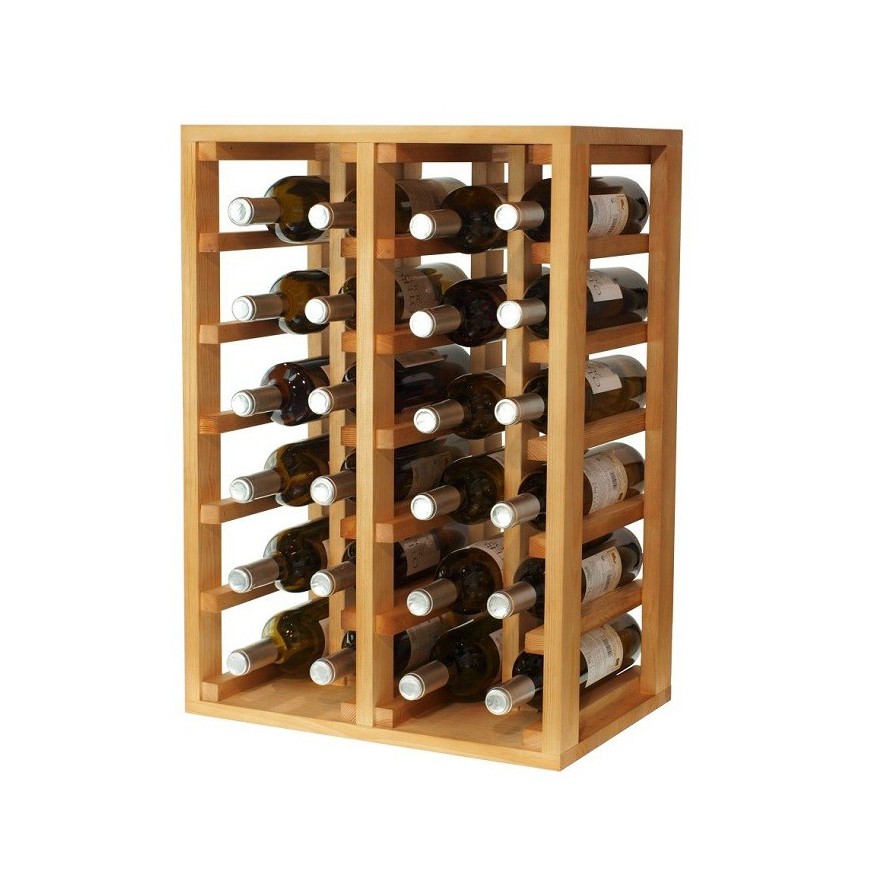 Botellero de pino roble claro para 24 botellas de vino EX2014