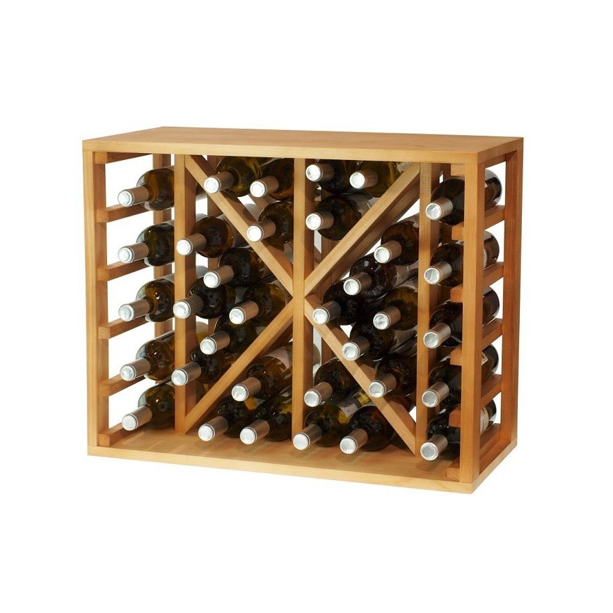 Botellero para vino de pino con capacidad para 34 botellas