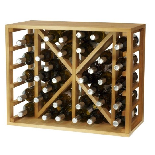 Botellero de pino color roble para 34 botellas de vino