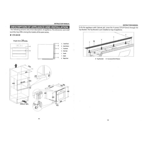 Vinoteca Encastrable columna Negra 24 Botellas CV-24CE para Cocina