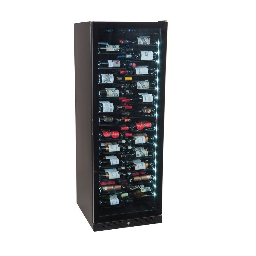 Vinoteca negra grande con puerta reversible 143 botellas CV-143LV