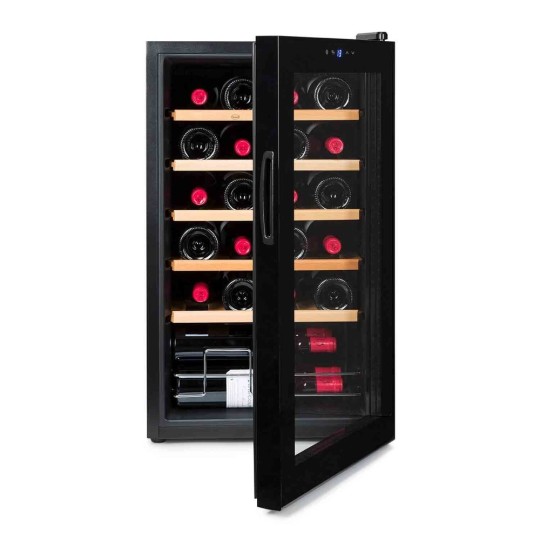 Vinoteca Negra Vinobox 24 Pro – 24 Botellas, Balda de Madera y Frío por Compresor