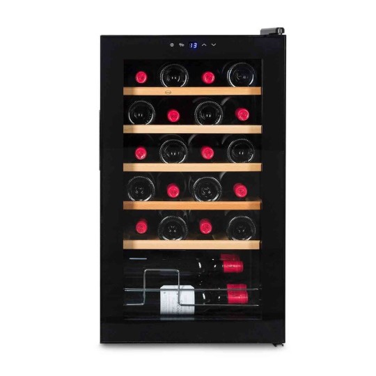 Vinoteca Negra Vinobox 24 Pro – 24 Botellas, Balda de Madera y Frío por Compresor