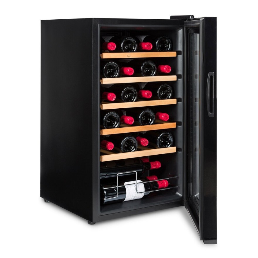 Vinoteca Negra Vinobox 24 Pro – 24 Botellas, Balda de Madera y Frío por Compresor