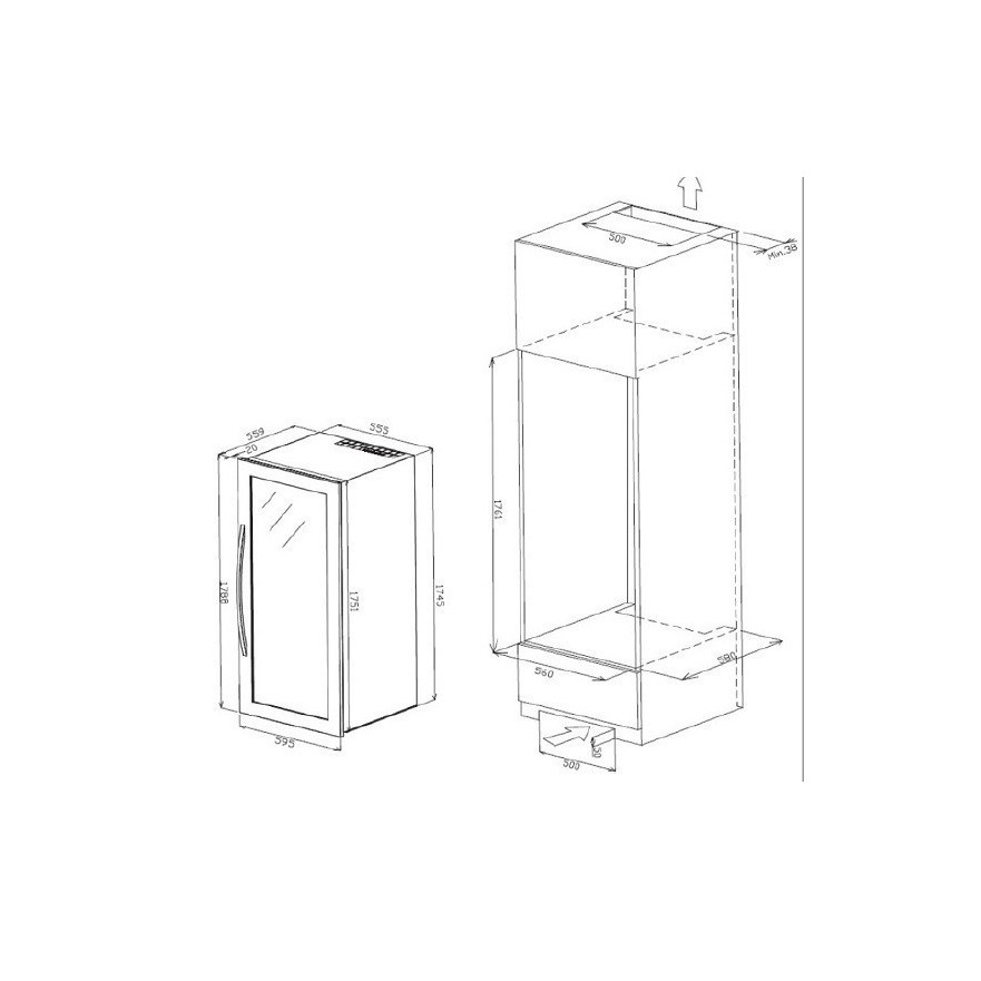 Vinoteca Encastrable en Columna Avintage AVI97X3ZI – 97 Botellas, Triple Zona de Temperatura